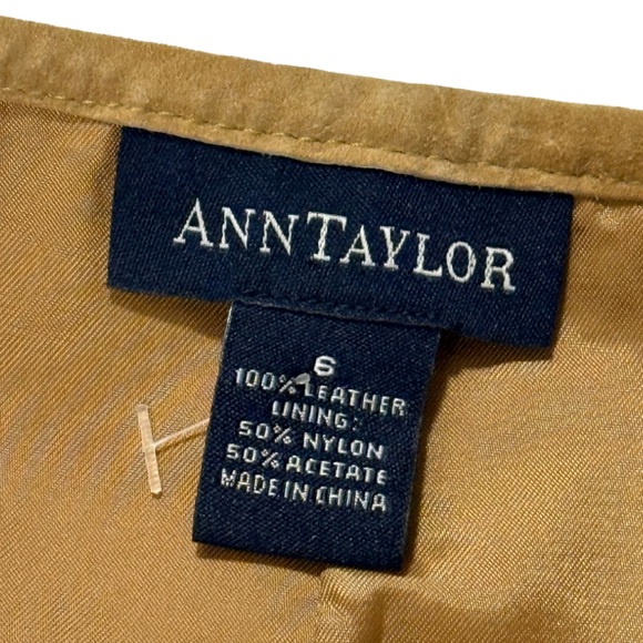 Ann Taylor Vintage Classic Tan leather suede A-Line Skirt - Picture 6 of 6